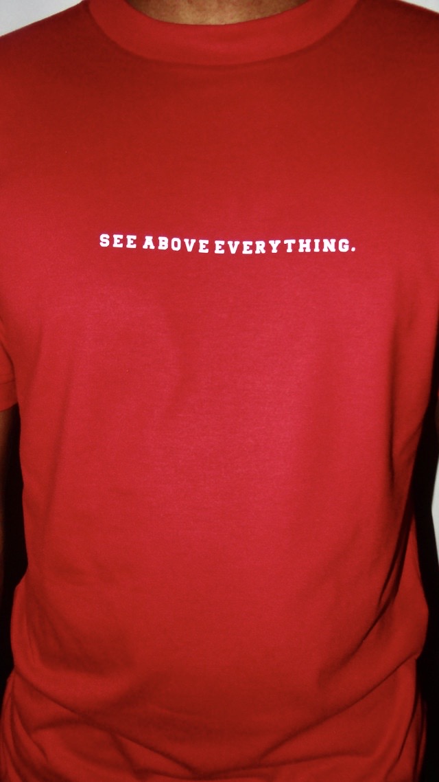 SEE ABOVE EVERYTHING TEE SHIRT | WINE RED/WHITE